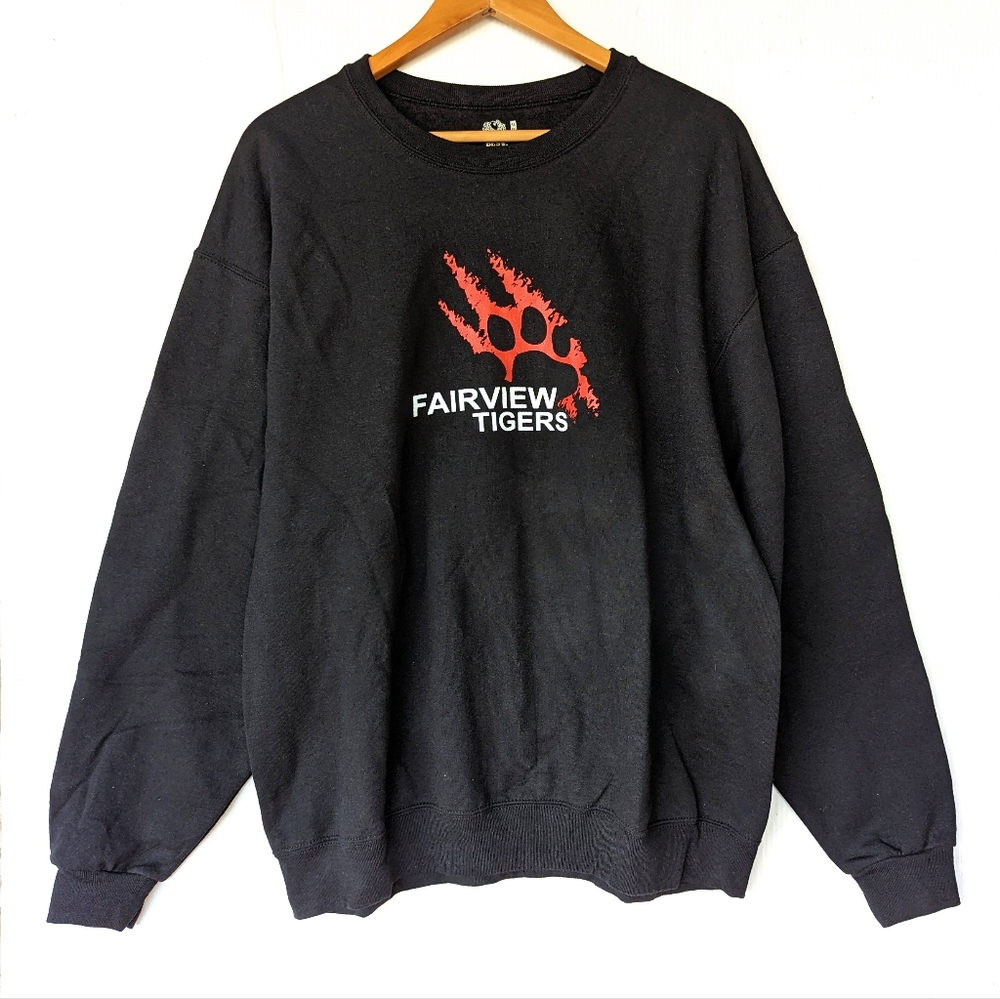 Collegiate Fairview tigers oversized cozy black crewneck sweatshirt